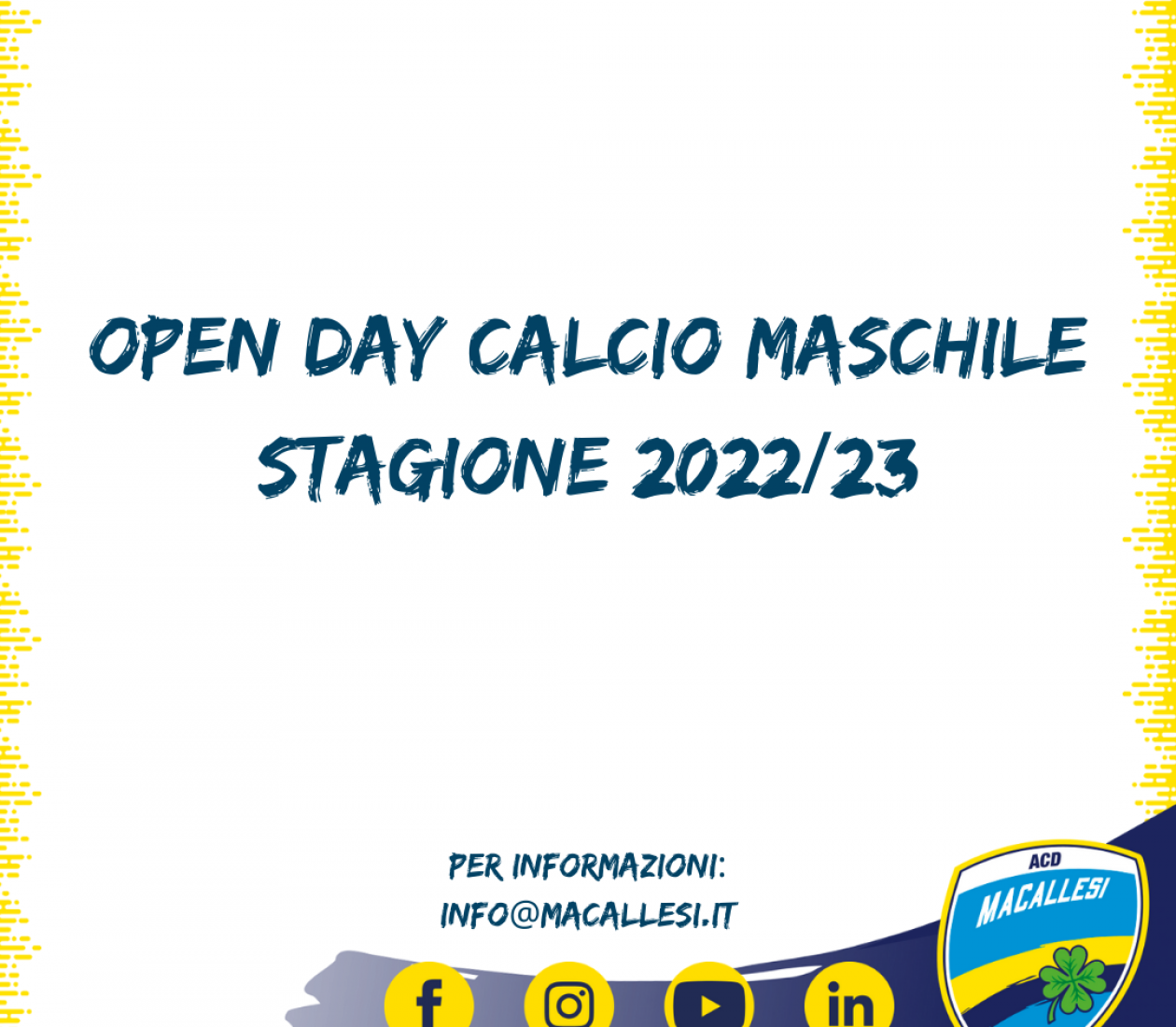 Open day calcio maschile stagione 2022/23