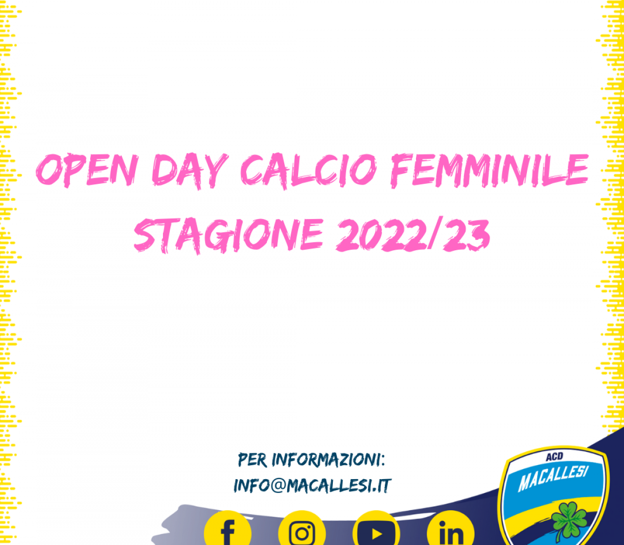Open day calcio femminile stagione 2022/23
