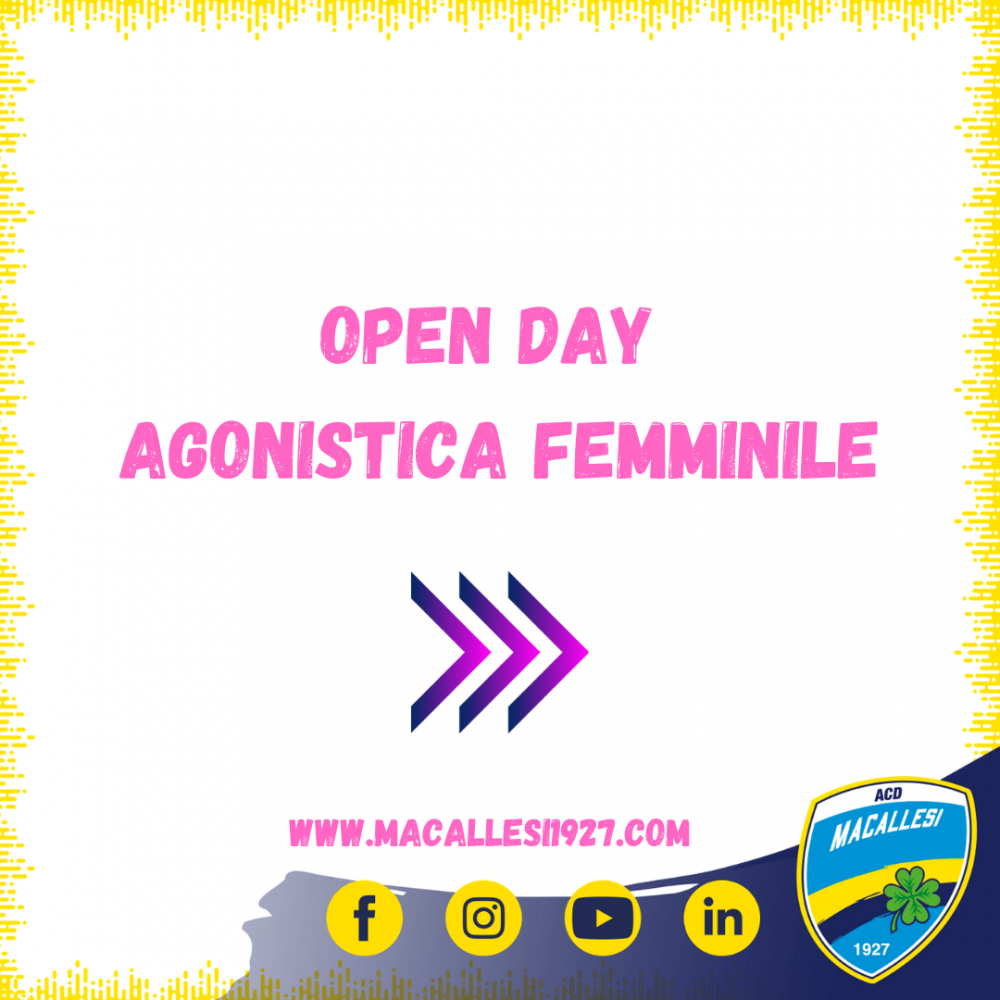 Date Open Day agonistica femminile stagione 2021/2022
