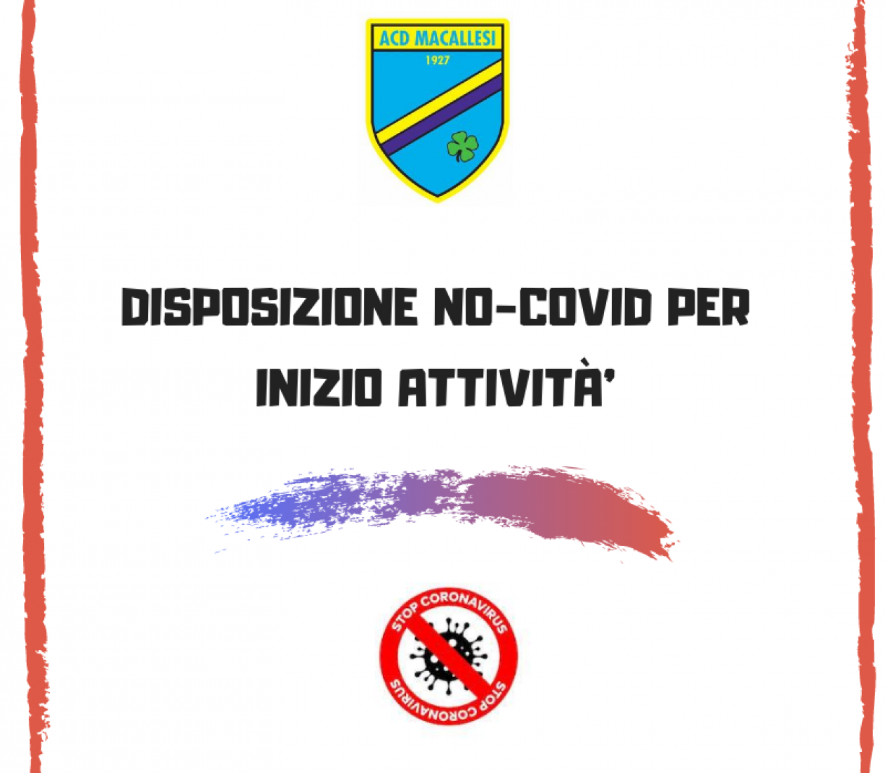 Disposizioni No-Covid per inizio attività