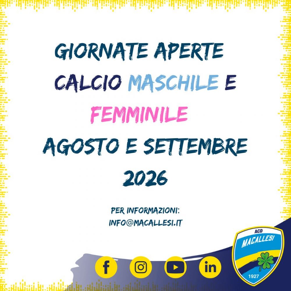 Open day agosto e settembre 2026