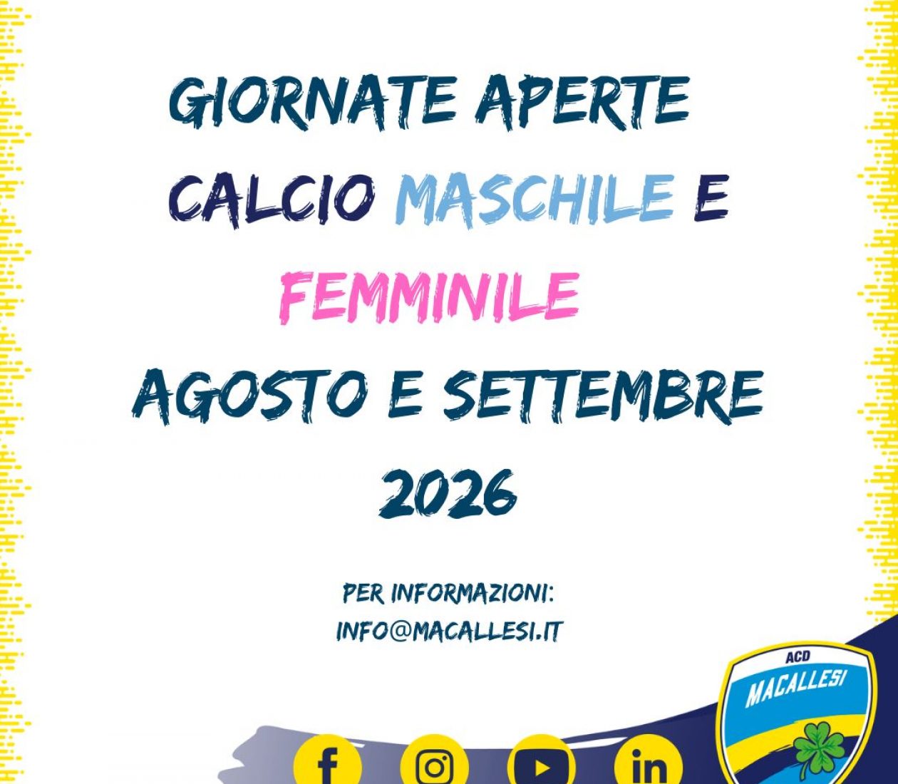 Open day agosto e settembre 2026