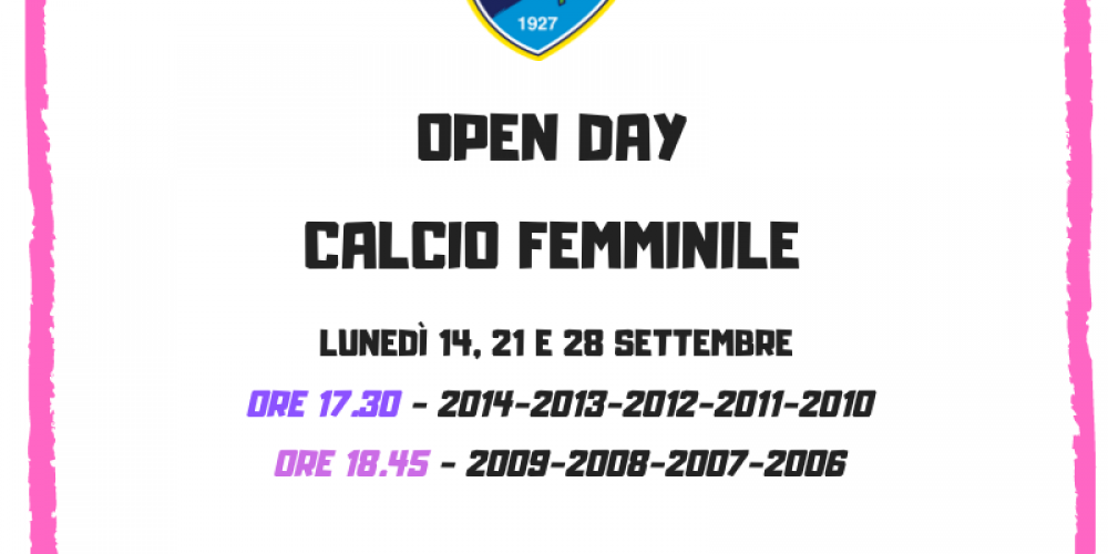 Nuove date Open day calcio femminile
