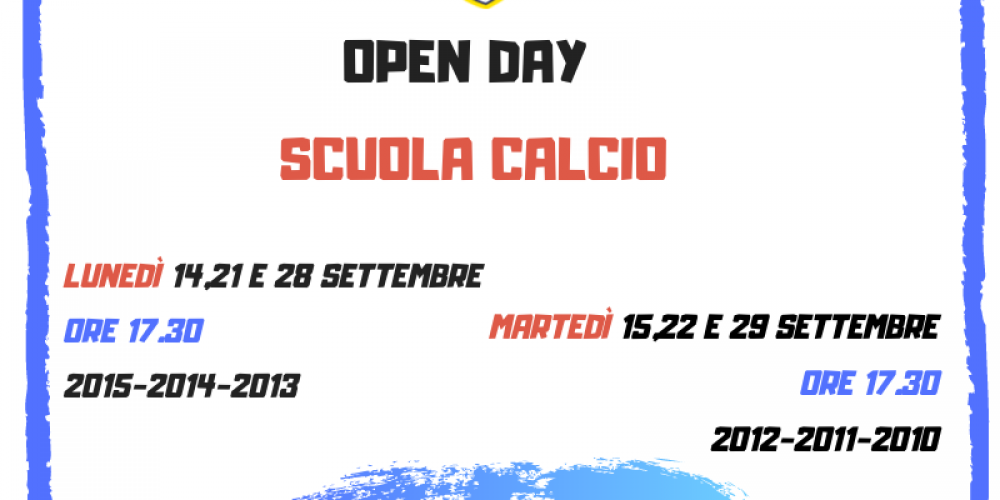 Nuove date Open day calcio maschile