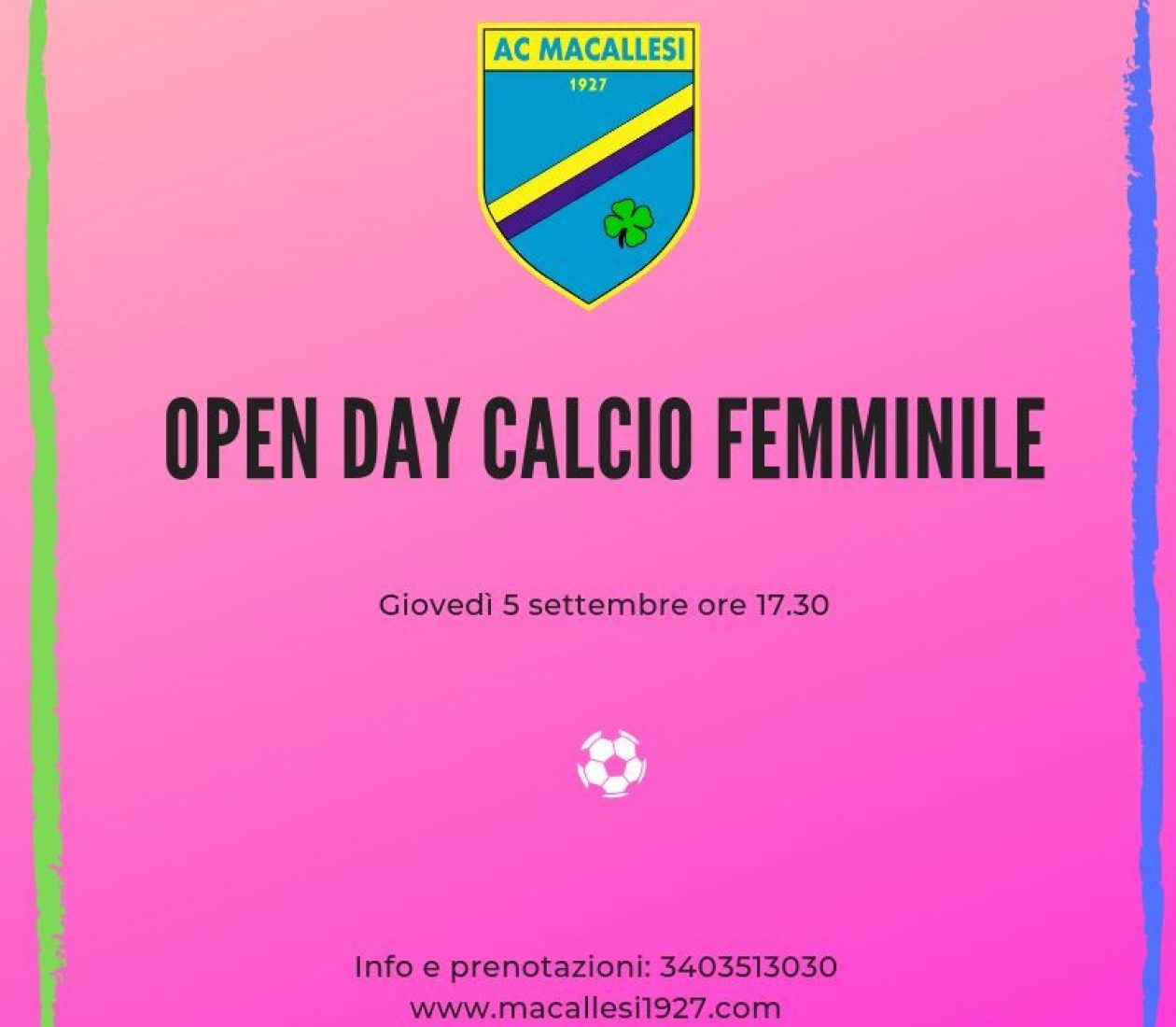 Open Day calcio femminile!
