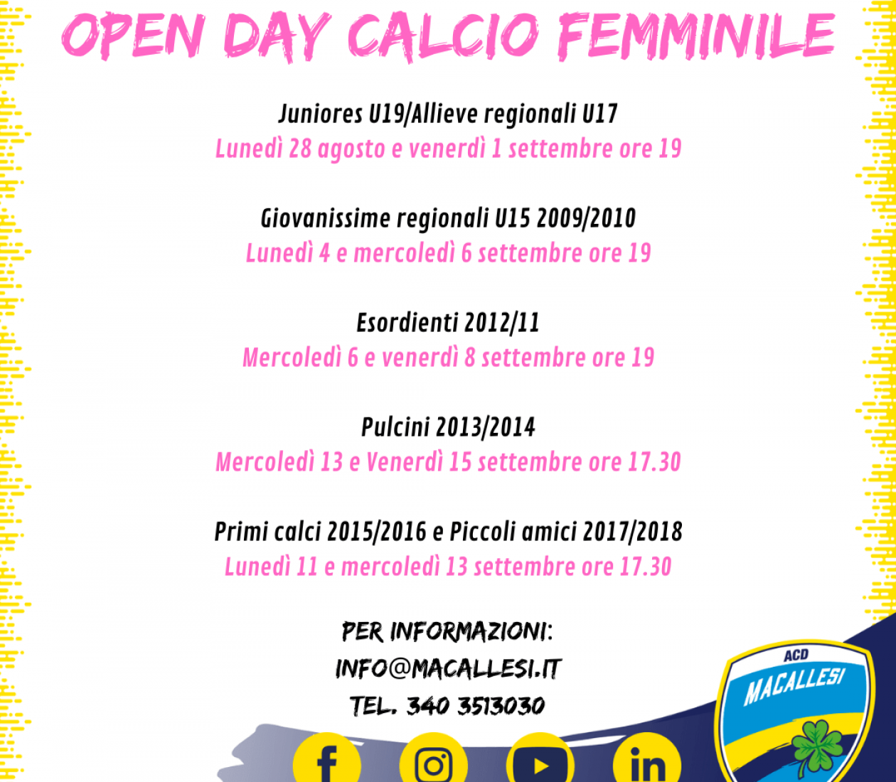 Open day femminile settembre 2023